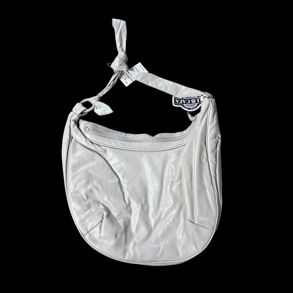 Vintage White Purse Club Cafa Cream Faux Leather Hobo Bag 1980s Retro Fashion - Picture 3 of 8